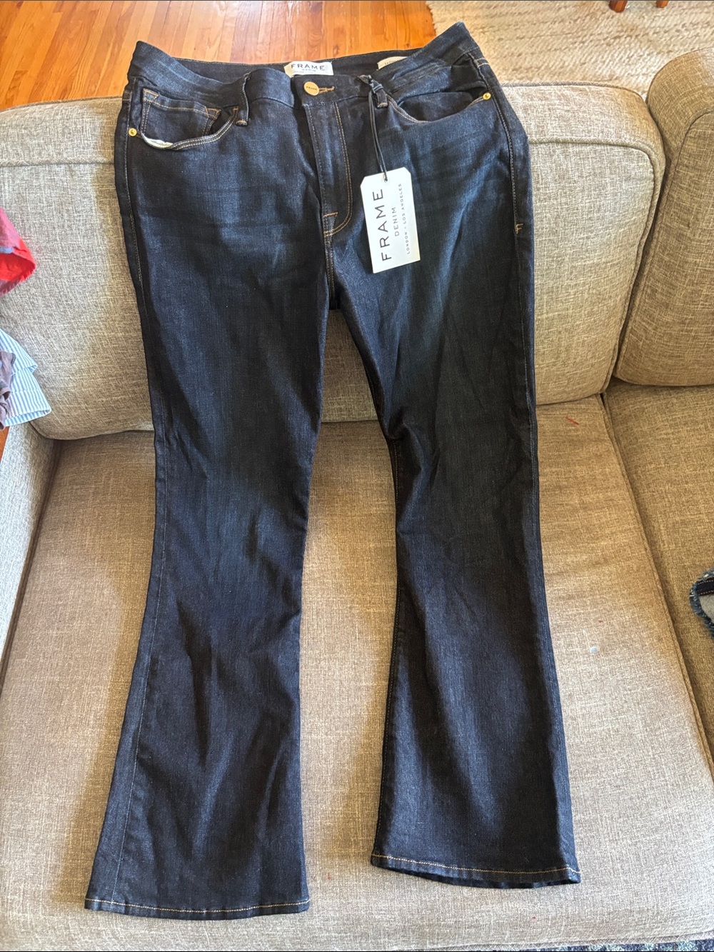 Frame Denim Dark Indigo Flare Jeans